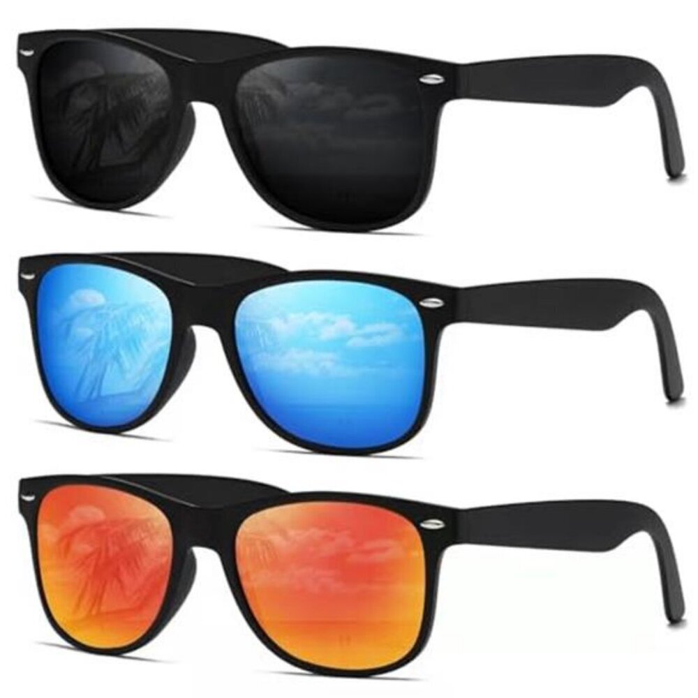 3Pcs Sunglasses Men Polarized Sunglasses for Mens Womens Retro Mirror Lens